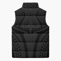 Hawaiian Kakau Art Tattoos Aquaman Style Sleeveless Puffer Jacket Black Version - Polynesian Pride
