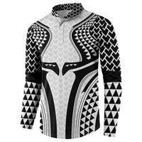 Hawaiian Kakau Art Tattoos Aquaman Style Button Sweatshirt White Version - Polynesian Pride