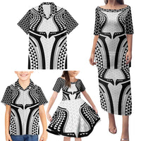 Hawaiian Kakau Art Tattoos Aquaman Style Family Matching Puletasi and Hawaiian Shirt White Version - Polynesian Pride
