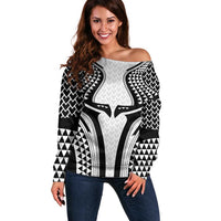 Hawaiian Kakau Art Tattoos Aquaman Style Off Shoulder Sweater White Version - Polynesian Pride