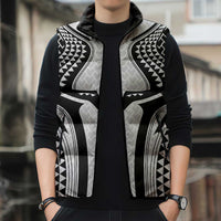 Hawaiian Kakau Art Tattoos Aquaman Style Sleeveless Puffer Jacket White Version - Polynesian Pride