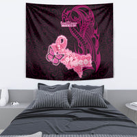 Polynesia Breast Cancer Tapestry Butterfly and Flowers Ribbon Maori Tattoo Ethnic Black Style LT03 - Polynesian Pride