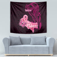 Polynesia Breast Cancer Tapestry Butterfly and Flowers Ribbon Maori Tattoo Ethnic Black Style LT03 - Polynesian Pride