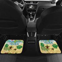 Aloha Turtle Family on The Beach Car Mats with Hawaiian Colorful Plumeria