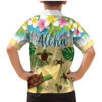 Aloha Turtle Family on The Beach Family Matching Mermaid Dress and Hawaiian Shirt with Hawaiian Colorful Plumeria