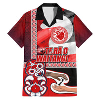 Maori Waitangi Family Matching Mermaid Dress and Hawaiian Shirt Hei-tiki Koru with Tino Rangatiratanga Maori Flag LT03 Dad's Shirt - Short Sleeve Red - Polynesian Pride