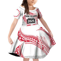 Cook Islands Marathon 2025-Pursuit in Paradise Family Matching Off Shoulder Short Dress and Hawaiian Shirt Red Color LT03 Daughter's Dress Red - Polynesian Pride