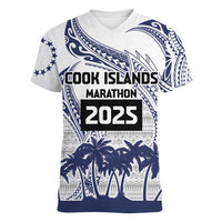 Cook Islands Marathon 2025-Pursuit in Paradise Women V-Neck T-Shirt Blue Color LT03 Female Blue - Polynesian Pride