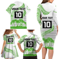 Cook Islands Marathon 2025-Pursuit in Paradise Family Matching Long Sleeve Bodycon Dress and Hawaiian Shirt Green Color LT03 - Polynesian Pride