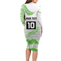 Cook Islands Marathon 2025-Pursuit in Paradise Long Sleeve Bodycon Dress Green Color