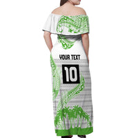 Cook Islands Marathon 2025-Pursuit in Paradise Off Shoulder Maxi Dress Green Color
