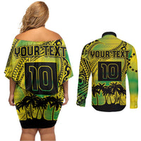 Cook Islands Marathon 2025-Pursuit in Paradise Couples Matching Off Shoulder Short Dress and Long Sleeve Button Shirt Special Edition LT03 - Polynesian Pride