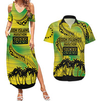Cook Islands Marathon 2025-Pursuit in Paradise Couples Matching Summer Maxi Dress and Hawaiian Shirt Special Edition LT03 Yellow-Green - Polynesian Pride