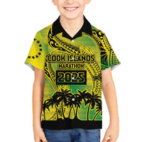 Cook Islands Marathon 2025-Pursuit in Paradise Family Matching Summer Maxi Dress and Hawaiian Shirt Special Edition LT03 Son's Shirt Yellow-Green - Polynesian Pride