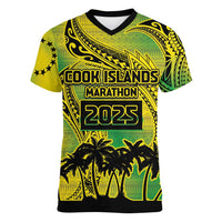 Cook Islands Marathon 2025-Pursuit in Paradise Women V-Neck T-Shirt Special Edition LT03 Female Yellow-Green - Polynesian Pride