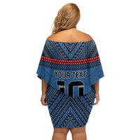 Custom Toa Samoa Rugby Family Matching Off Shoulder Short Dress and Hawaiian Shirt Samoan Warrior Ula Fala Tribal Pattern LT03