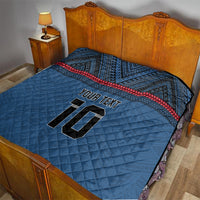 Custom Toa Samoa Rugby Quilt Samoan Warrior Ula Fala Tribal Pattern