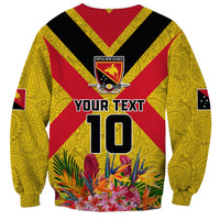 Custom Papua New Guinea Rugby Sweatshirt Bird of Paradise and Hibiscus Polynesian Pattern Yellow Color LT03