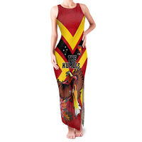 Custom Papua New Guinea Rugby Family Matching Tank Maxi Dress and Hawaiian Shirt Bird of Paradise and Hibiscus Polynesian Pattern Red Color LT03