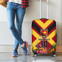 Custom Papua New Guinea Rugby Luggage Cover Bird of Paradise and Hibiscus Polynesian Pattern Red Color