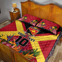 Custom Papua New Guinea Rugby Quilt Bed Set Bird of Paradise and Hibiscus Polynesian Pattern Red Color