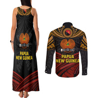 Papua New Guinea Bird-of-Paradise Couples Matching Tank Maxi Dress and Long Sleeve Button Shirt Coat of Arms and Tribal Patterns LT03 - Polynesian Pride