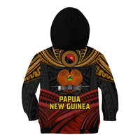 Papua New Guinea Bird-of-Paradise Kid Hoodie Coat of Arms and Tribal Patterns LT03 - Polynesian Pride