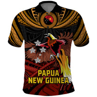 Papua New Guinea Bird-of-Paradise Polo Shirt Coat of Arms and Tribal Patterns LT03 Black - Polynesian Pride
