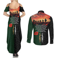New Zealand and Australia ANZAC Day Couples Matching Summer Maxi Dress and Long Sleeve Button Shirt Lest We Forget Indigenous and Maori Pattern LT03 - Polynesian Pride