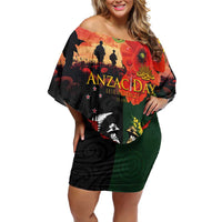 New Zealand and Australia ANZAC Day Family Matching Off Shoulder Short Dress and Hawaiian Shirt Lest We Forget Indigenous and Maori Pattern LT03 Mom's Dress Multicolor - Polynesian Pride