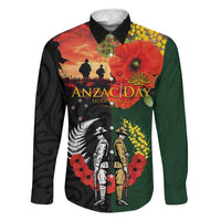 New Zealand and Australia ANZAC Day Family Matching Short Sleeve Bodycon Dress and Hawaiian Shirt Lest We Forget Indigenous and Maori Pattern LT03 Dad's Shirt - Long Sleeve Multicolor - Polynesian Pride