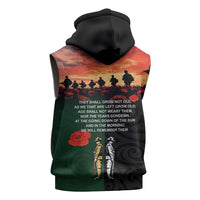 New Zealand and Australia ANZAC Day Sleeveless Hoodie Lest We Forget Indigenous and Maori Pattern LT03 - Polynesian Pride