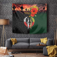 New Zealand and Australia ANZAC Day Tapestry Lest We Forget Indigenous and Maori Pattern