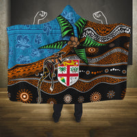 Fiji and Australia Hooded Blanket Fijian and Aboriginal mix Culture LT03 One Size Blue - Polynesian Pride