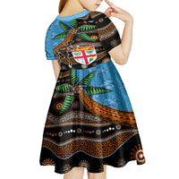 Fiji and Australia Kid Short Sleeve Dress Fijian and Aboriginal mix Culture LT03 - Polynesian Pride