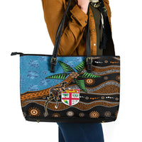 Fiji and Australia Leather Tote Bag Fijian and Aboriginal mix Culture LT03 - Polynesian Pride