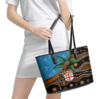 Fiji and Australia Leather Tote Bag Fijian and Aboriginal mix Culture LT03 - Polynesian Pride