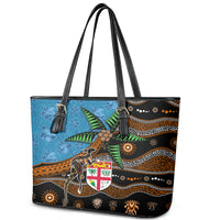 Fiji and Australia Leather Tote Bag Fijian and Aboriginal mix Culture LT03 - Polynesian Pride