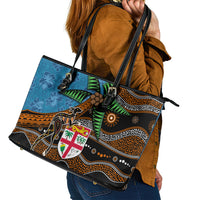 Fiji and Australia Leather Tote Bag Fijian and Aboriginal mix Culture LT03 - Polynesian Pride