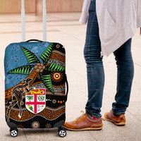 Fiji and Australia Luggage Cover Fijian and Aboriginal mix Culture LT03 Blue - Polynesian Pride