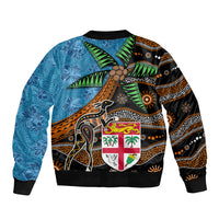 Fiji and Australia Sleeve Zip Bomber Jacket Fijian and Aboriginal mix Culture