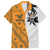 Custom Fiji and Australia Rugby Family Matching Puletasi and Hawaiian Shirt Tapa Mix Aboriginal Pattern Half Style
