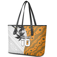Custom Fiji and Australia Rugby Leather Tote Bag Tapa Mix Aboriginal Pattern Half Style LT03 - Polynesian Pride