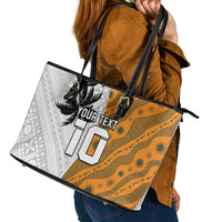 Custom Fiji and Australia Rugby Leather Tote Bag Tapa Mix Aboriginal Pattern Half Style LT03 - Polynesian Pride