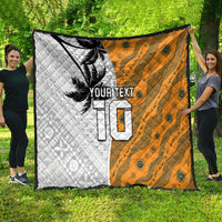 Custom Fiji and Australia Rugby Quilt Tapa Mix Aboriginal Pattern Half Style LT03 - Polynesian Pride