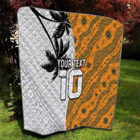 Custom Fiji and Australia Rugby Quilt Tapa Mix Aboriginal Pattern Half Style LT03 - Polynesian Pride