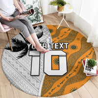 Custom Fiji and Australia Rugby Round Carpet Tapa Mix Aboriginal Pattern Half Style LT03 - Polynesian Pride