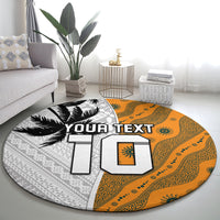 Custom Fiji and Australia Rugby Round Carpet Tapa Mix Aboriginal Pattern Half Style LT03 - Polynesian Pride