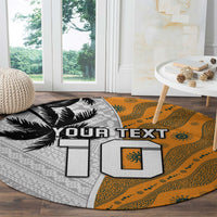 Custom Fiji and Australia Rugby Round Carpet Tapa Mix Aboriginal Pattern Half Style LT03 - Polynesian Pride
