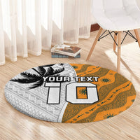 Custom Fiji and Australia Rugby Round Carpet Tapa Mix Aboriginal Pattern Half Style LT03 - Polynesian Pride
